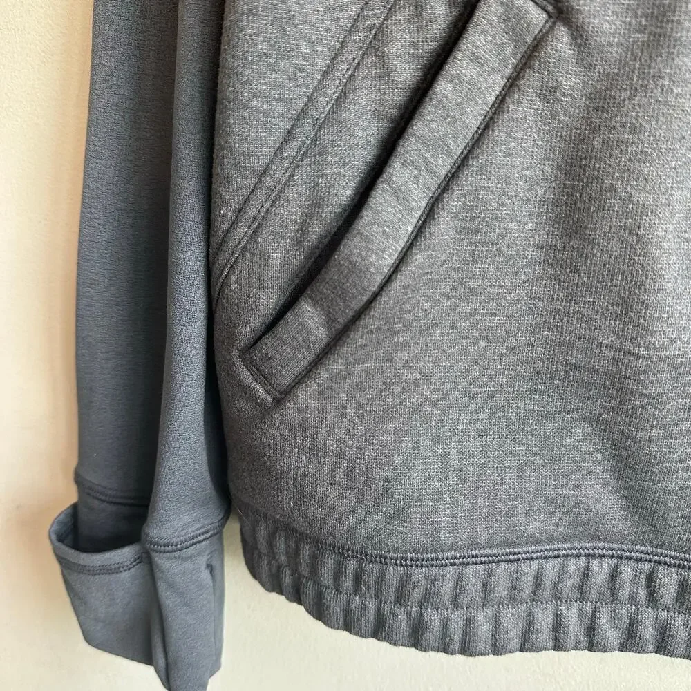 Ivivva by Lululemon Full Zip Hooded Sweatshirt Jacket Cuffins 14 Gray Teal